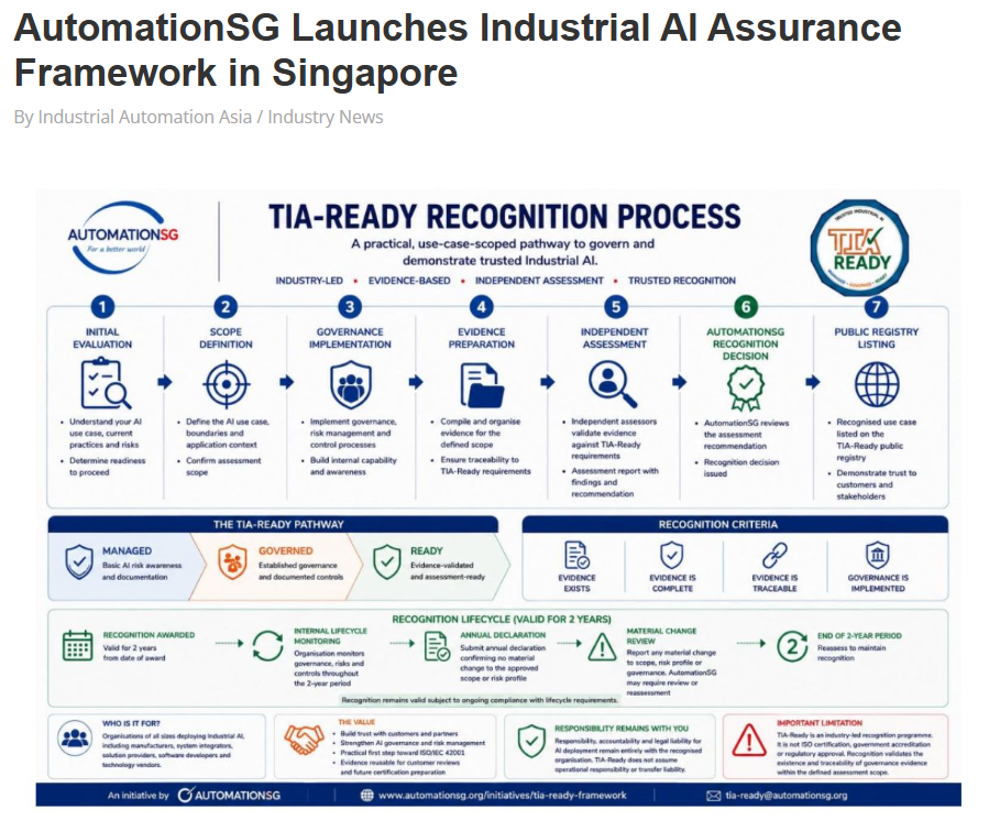 Industrial Automation Asia AutomationSG media feature